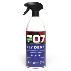 Formula 707 Fly Deny Spray bottle ready for quick pest protection on horses