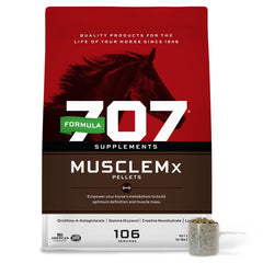 Formula 707 MuscleMx equine bag displaying conditioning support for horses.