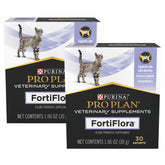 FortiFlora cat probiotic powder in a tub supports digestive balance.