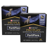 FortiFlora dog probiotic powder packaging showing easy gut health support for dogs