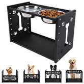 FORUP all-metal elevated dog bowls front view, sturdy frame for steady meals
