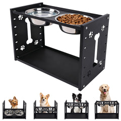FORUP all-metal elevated dog bowls front view, sturdy frame for steady meals