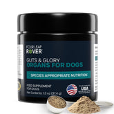 Four Leaf Rover Guts & Glory bag open shows organ mix for meal topper.