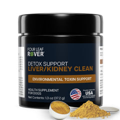 Four Leaf Rover liver-kidney-clean bottle front supports easy detox for dogs