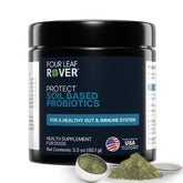 Four Leaf Rover Protect bottle front promotes gut health support.
