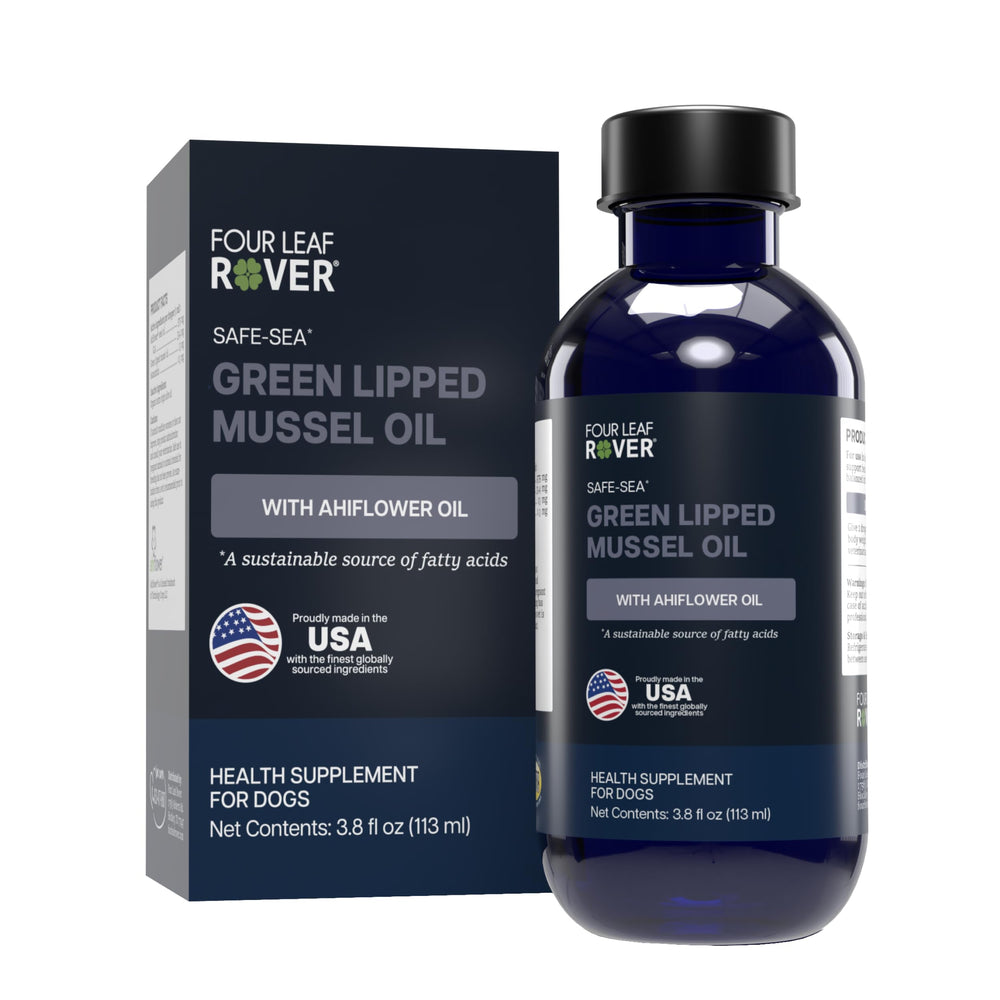 Four Leaf Rover Safe-Sea bottle highlighting joint-supporting omega-3 blend.