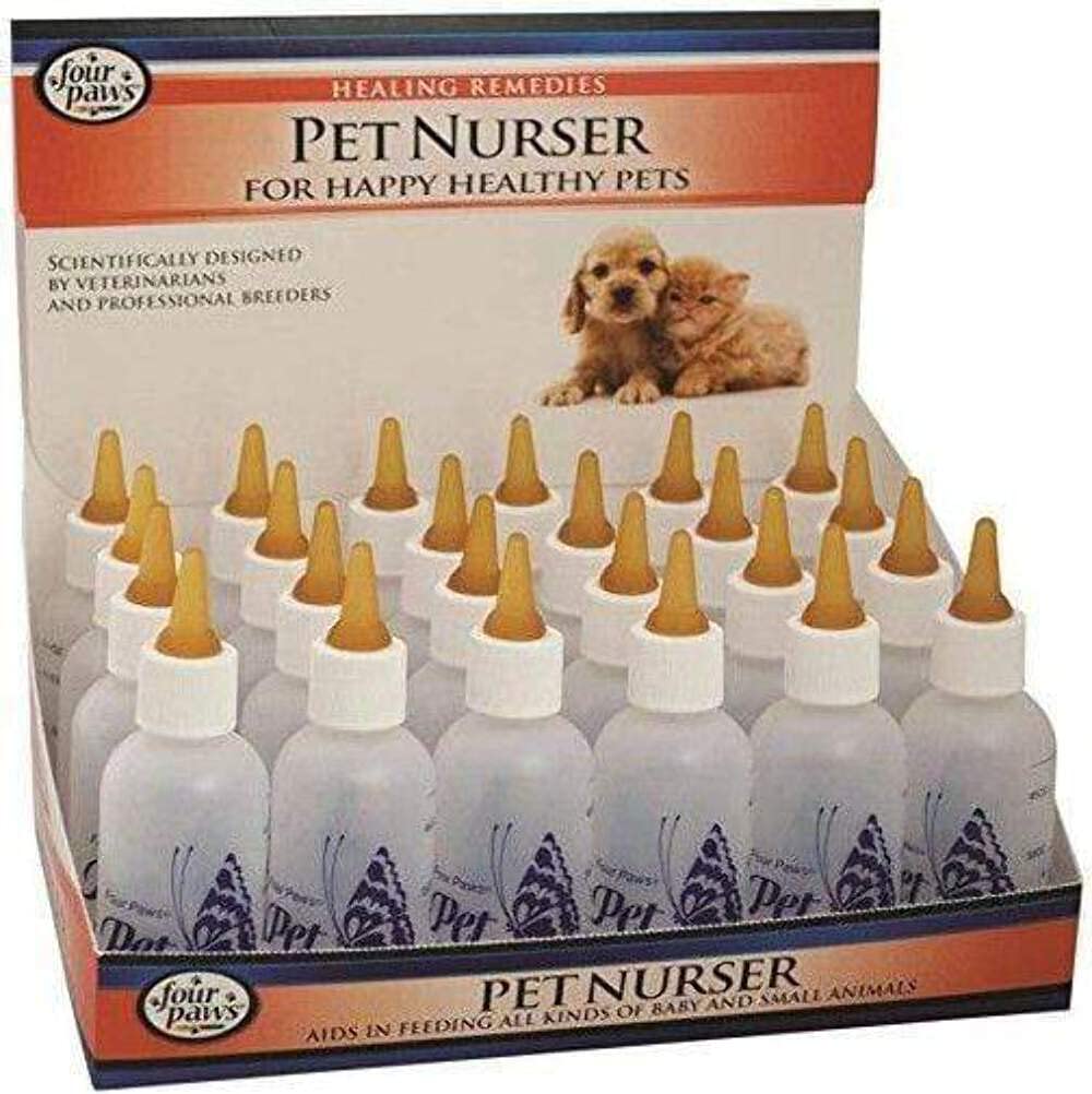 Four Paws Nurser Bottle 2oz for easy, mess-free feeding of small pets.
