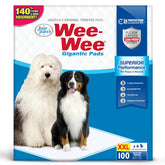 Four Paws Wee-Wee gigantic-pad-coverage image highlights extended protection for large dogs.