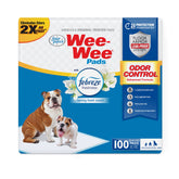 Four Paws Wee-Wee Odor Control pads with Febreze neutralize odors for a fresher home.