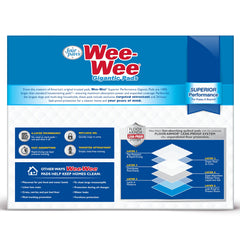Four Paws Wee-Wee pad 6-layer leakproof guards floors during training.