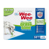 Four Paws Wee-Wee Ultimate attractant pad with grass scent aids indoor potty training.