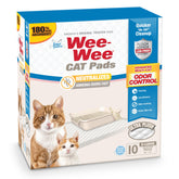 Four Paws Wee-Wee Pad under-litter-box reduces mess and tracking.