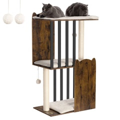 FourFurPets 43.8in cat tree with three-tier side view supports climbing and lounging