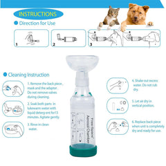 Free-Space cat inhaler spacer with round mask large fits cats over 10lbs for a secure seal