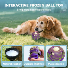 Freezeball interactive chew toy ball; ideal for indoor or outdoor activity.