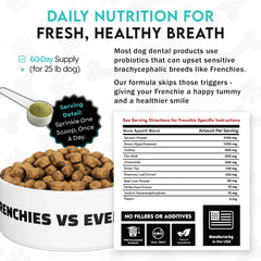 Ingredient list featuring spinach and herbs among natural ingredients