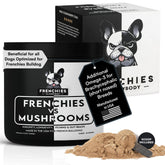 Frenchies vs Everybody turkey tail dog supplement bottle for easy daily dosing and immune support