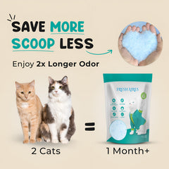 Fresh Aires Silica Crystal Cat Litter low dust formula improves air quality around the box