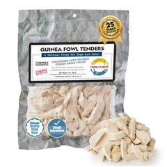 Fresh Is Best Guinea Fowl Tenders bag front shows premium protein for dogs and cats.