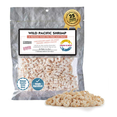 Fresh Is Best wild Pacific shrimp bag shown for pets' tasty, protein-rich snacking.