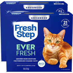 Fresh Step Advanced Ever Fresh packaging with two 16-lb boxes for extended odor control