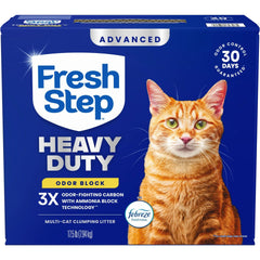 Fresh Step Advanced Heavy Duty Litter with Febreze freshness for odor control in the litter area.