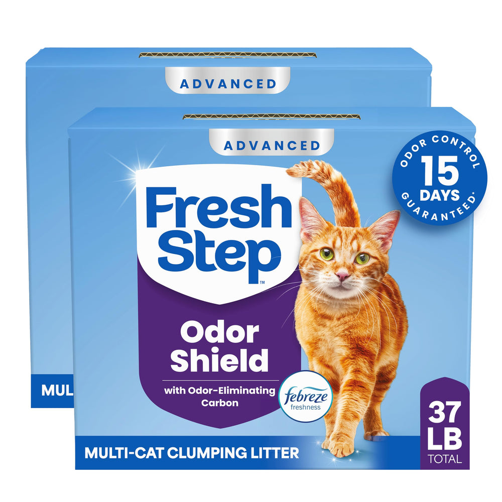 Fresh Step Advanced Multi-Cat litter box image showing Febreze freshness for lasting odor control