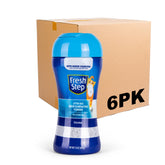 Fresh Step charcoal odor absorber powder bottle boosts litter box freshness between changes.