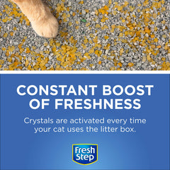 Easy-pour Fresh Step deodorizer used beside the litter box for quick refresh.