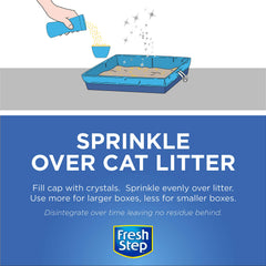 Fresh Step crystals in a multi-cat litter box help manage frequent odors.