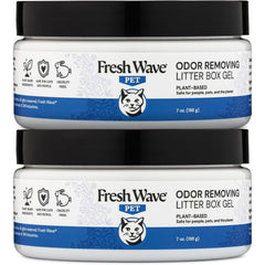 Fresh Wave odor removing litter box gel near the litter box for odor control