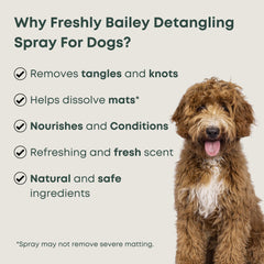 Freshly Bailey Doodle Detangler leave-in application eases detangling between baths.