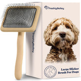 Freshly Bailey Doodle Slicker Brush front view aids detangling for fluffy coats.