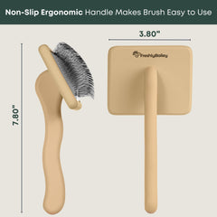 Freshly Bailey Doodle Slicker Brush during grooming prevents mats.