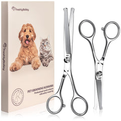 Freshly Bailey round-tip scissors 2-pack for safe pet grooming and mats removal.