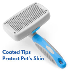 Freshly Bailey Slicker Brush in action shows undercoat grooming gently