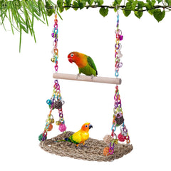 FrgKbTm bird swing toy with seagrass perch encourages playful climbing.