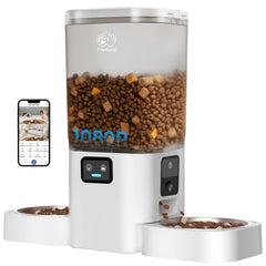 Frienhund dual feeder with camera front view for remote mealtime monitoring