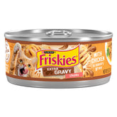 Purina Friskies Extra Gravy chunky chicken in savory gravy for meals.