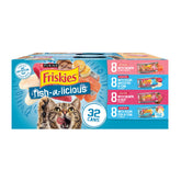 Friskies Fish-A-Licious variety pack cans on display for quick, convenient meals.