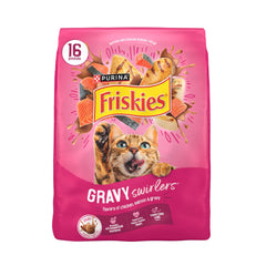 Friskies Gravy Swirlers with chicken and salmon chunks add flavor and texture to meals.