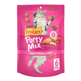 Friskies Party Mix California Crunch chicken bag close-up for quick reward snacks