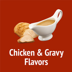 Friskies Party Mix Gravy-licious gravy flavor cats savor during snack.