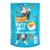 Friskies Party Mix Lobster Mac N Cheese treats show a crunchy exterior with a tender center.