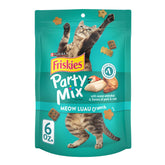 Friskies Party Mix Meow Luau Crunch pouch front designed for adult cats