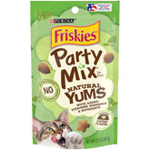 Friskies Party Mix Natural Yums catnip flavor pack of 10 pouches for easy rewards.