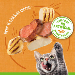 Serving dish with Friskies pate, easy portioning for meals.