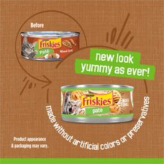 Friskies Pate Mixed Grill can being opened with fresh aroma