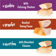 Friskies Poultry Faves lil shakes pouch easy tear-and-serve.