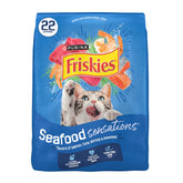Friskies Seafood Sensations bag view for 22 lb dry cat food, ideal for everyday feeding